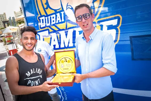 The trophy branded with the name of Club Vista Mare, the provider of the venue, on the right: Marcel the GM of the club